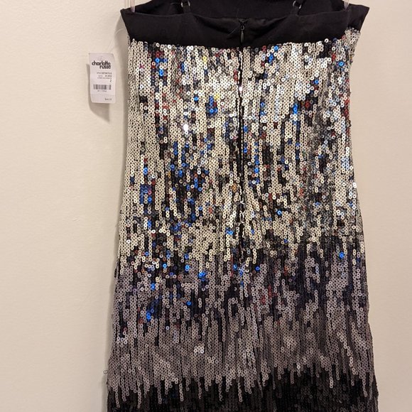 Charlotte Russe Sequin Dress (Black & Silver) with Back Zipper - Picture 3 of 10